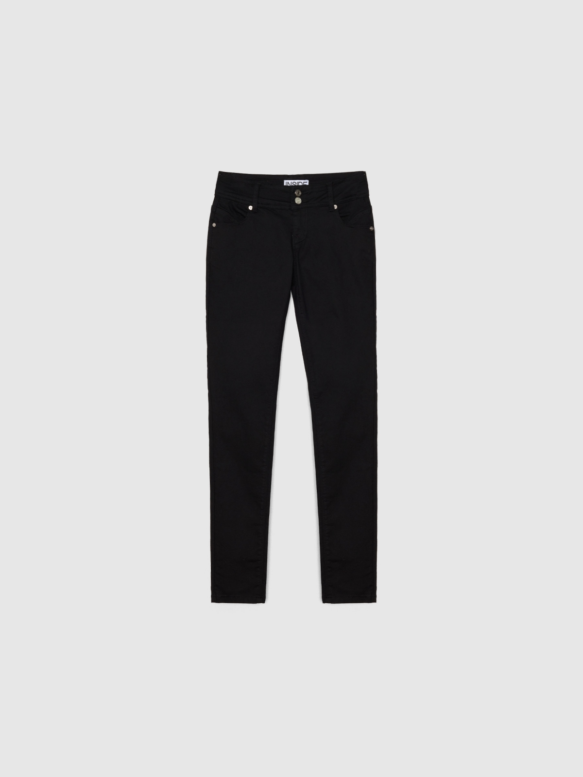 Thigh faint washed double button low-rise skinny jeans black detail view