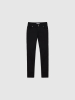 %Pto% Jeans skinny tiro bajo doble botón negro vista frontal