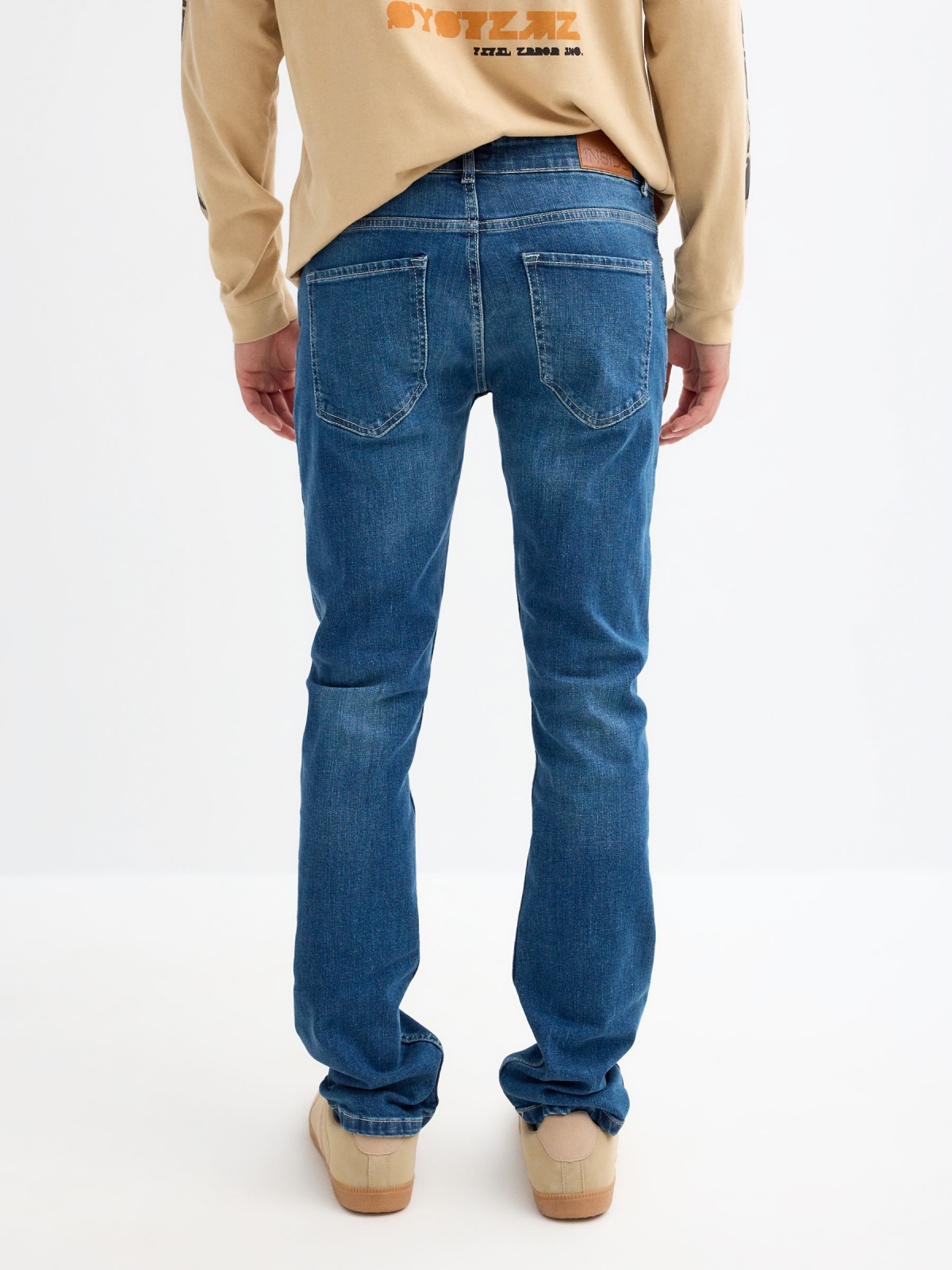 Basic slim jeans blue middle back view