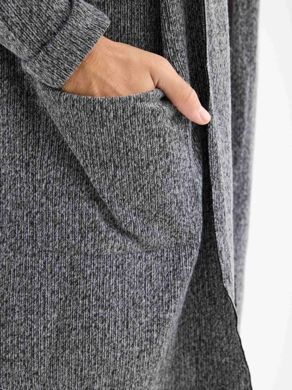 Open cardigan dark grey detail view