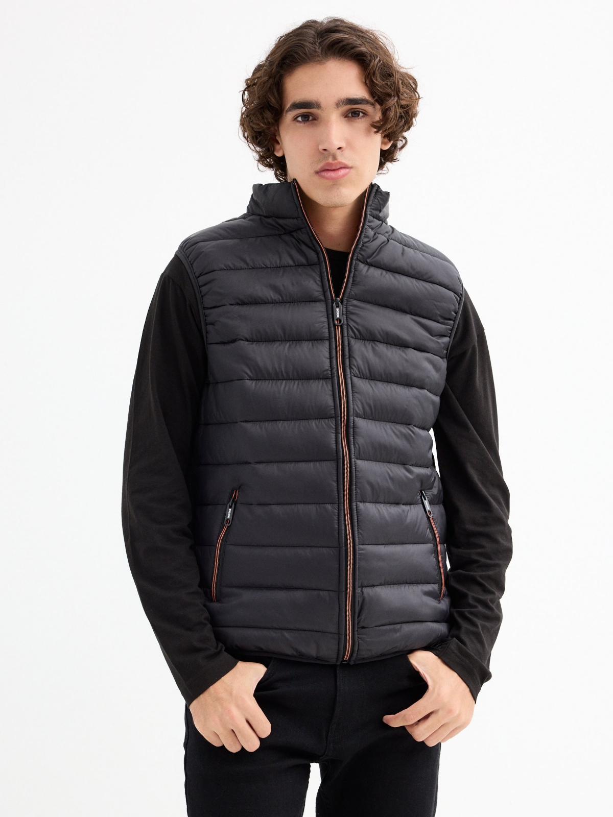 Quilted vest with graphic black detail view