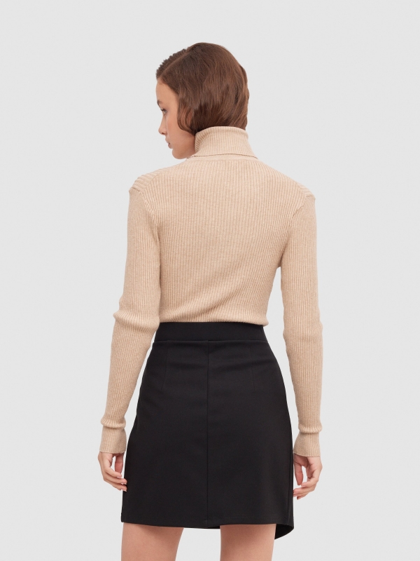 Basic turtleneck sweater dark brown middle back view