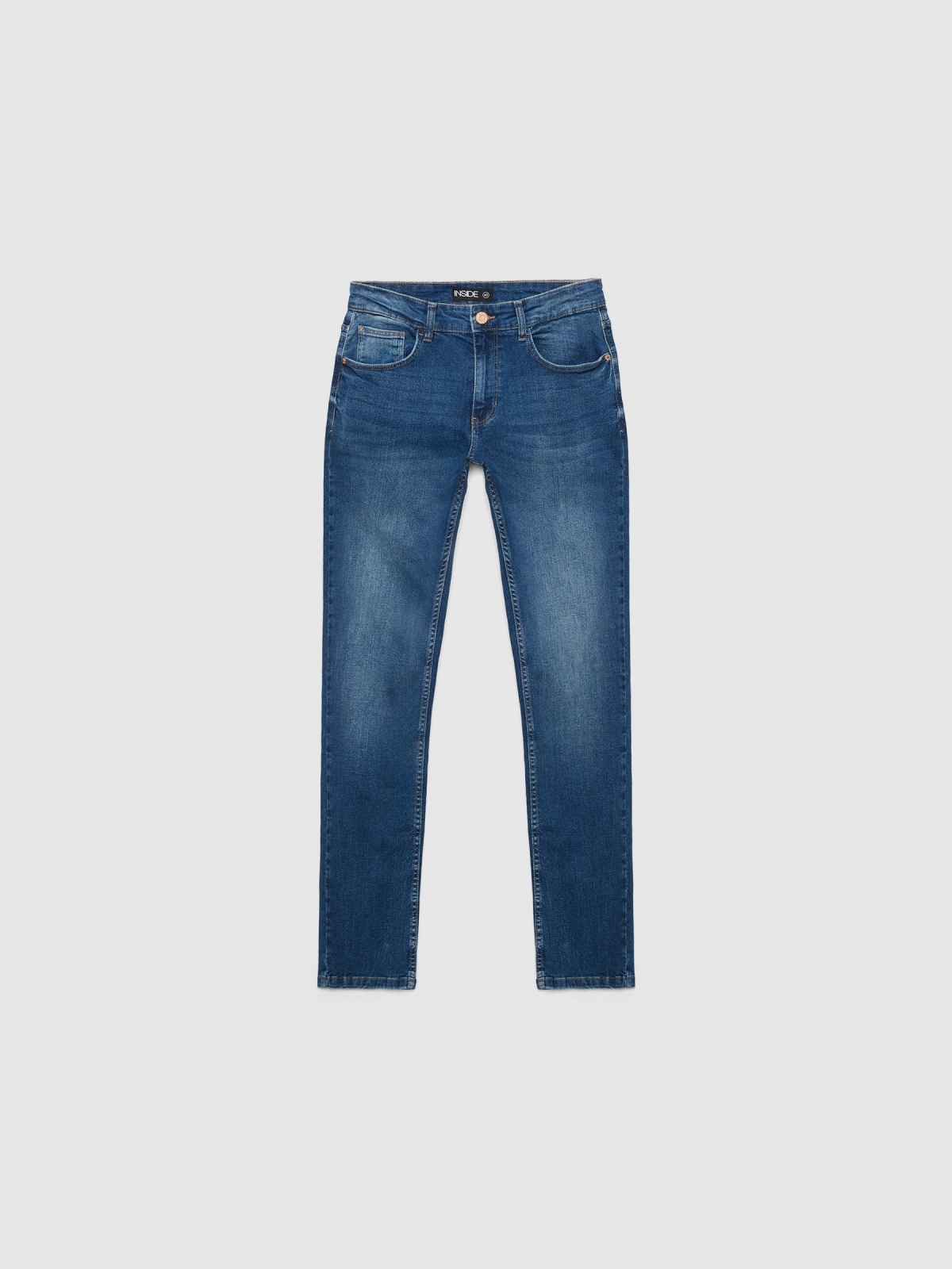  Jeans slim tiro medio denim azul vista frontal