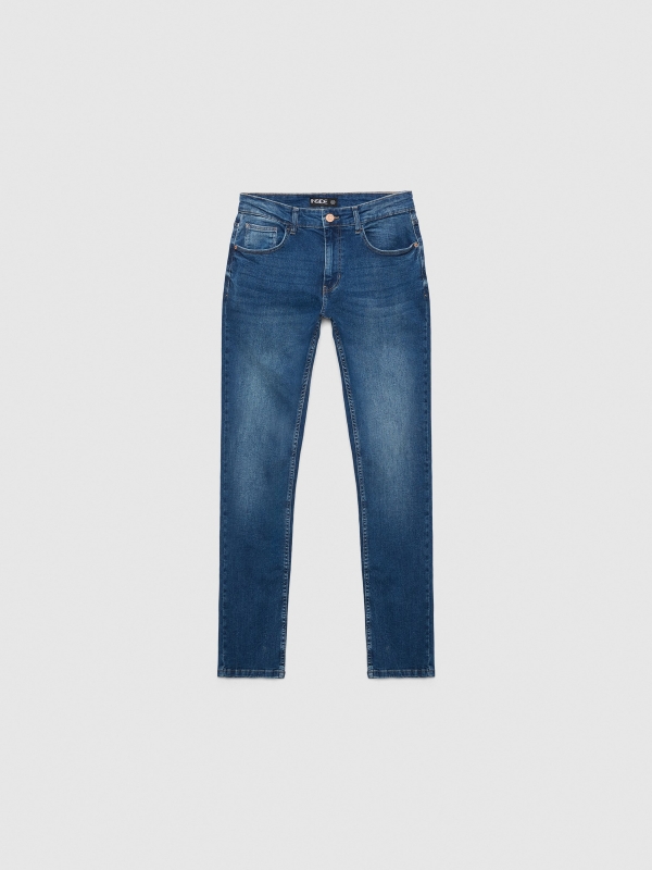  Jeans slim tiro medio denim azul vista frontal