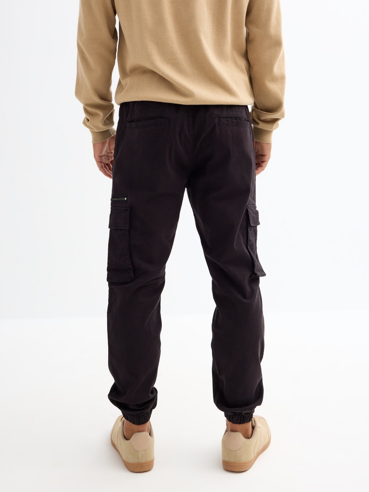 Multipocket jogger pants black middle back view