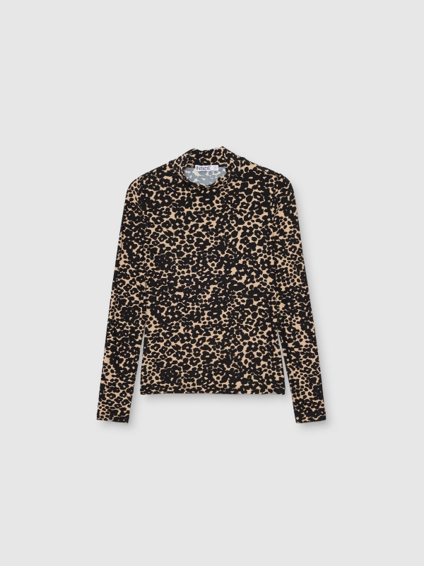  Animal print turtleneck black/beige front view