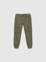 %Pto% Jogger pants with pocket legs khaki front view