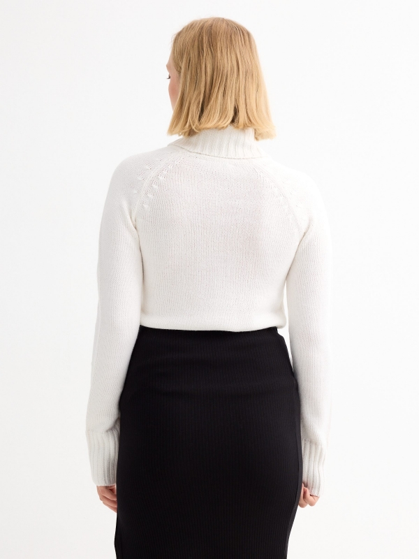 Basic turtleneck sweater white middle back view