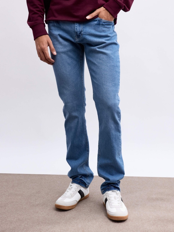 Basic blue jeans blue middle front view