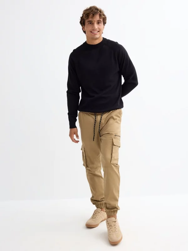 Multipocket jogger pants beige general front view