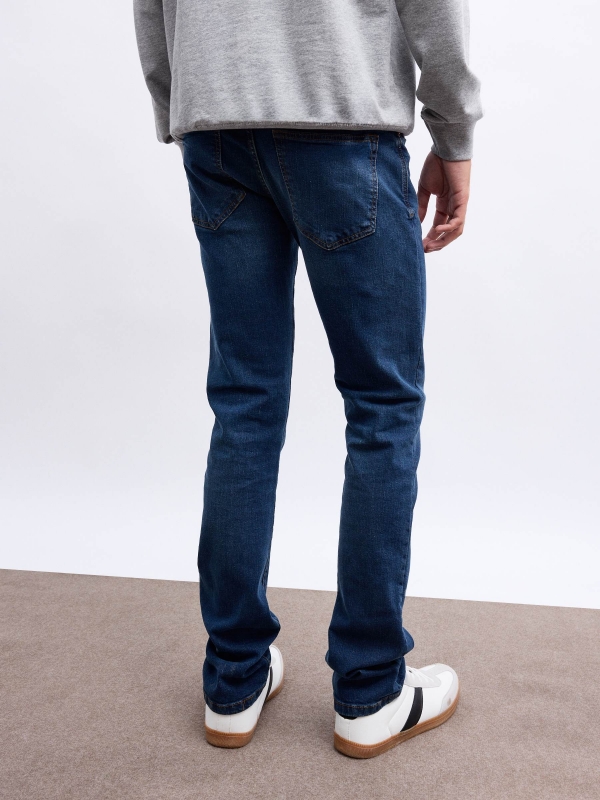 Basic regular jeans dark blue middle back view