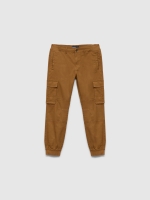 %Pto% Jogger pants with pocket legs beige front view