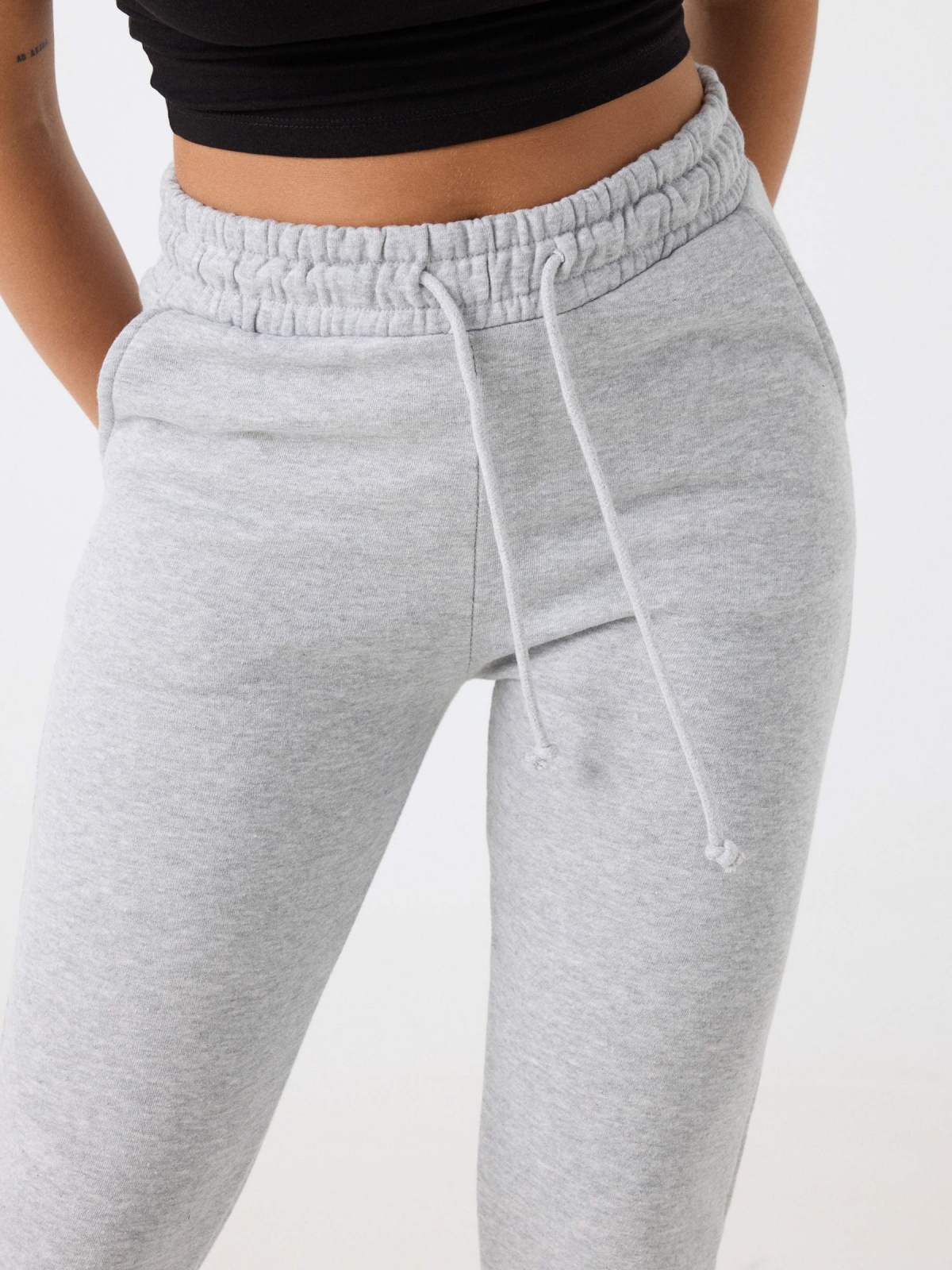 Plush joggers melange grey detail view