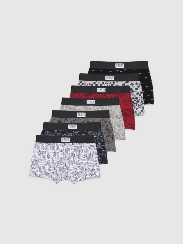 Cuecas boxer estampadas Pack 7 multicolorido