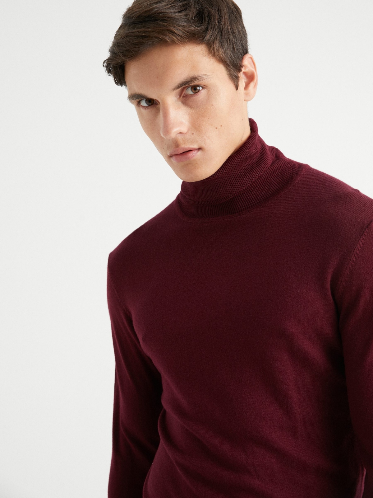 Basic turtleneck sweater red vista detalle