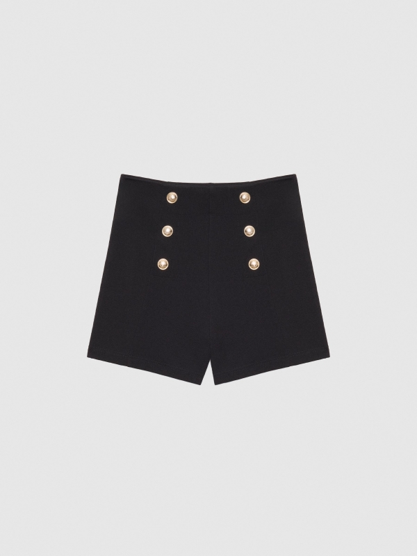  Short tiro alto botones negro