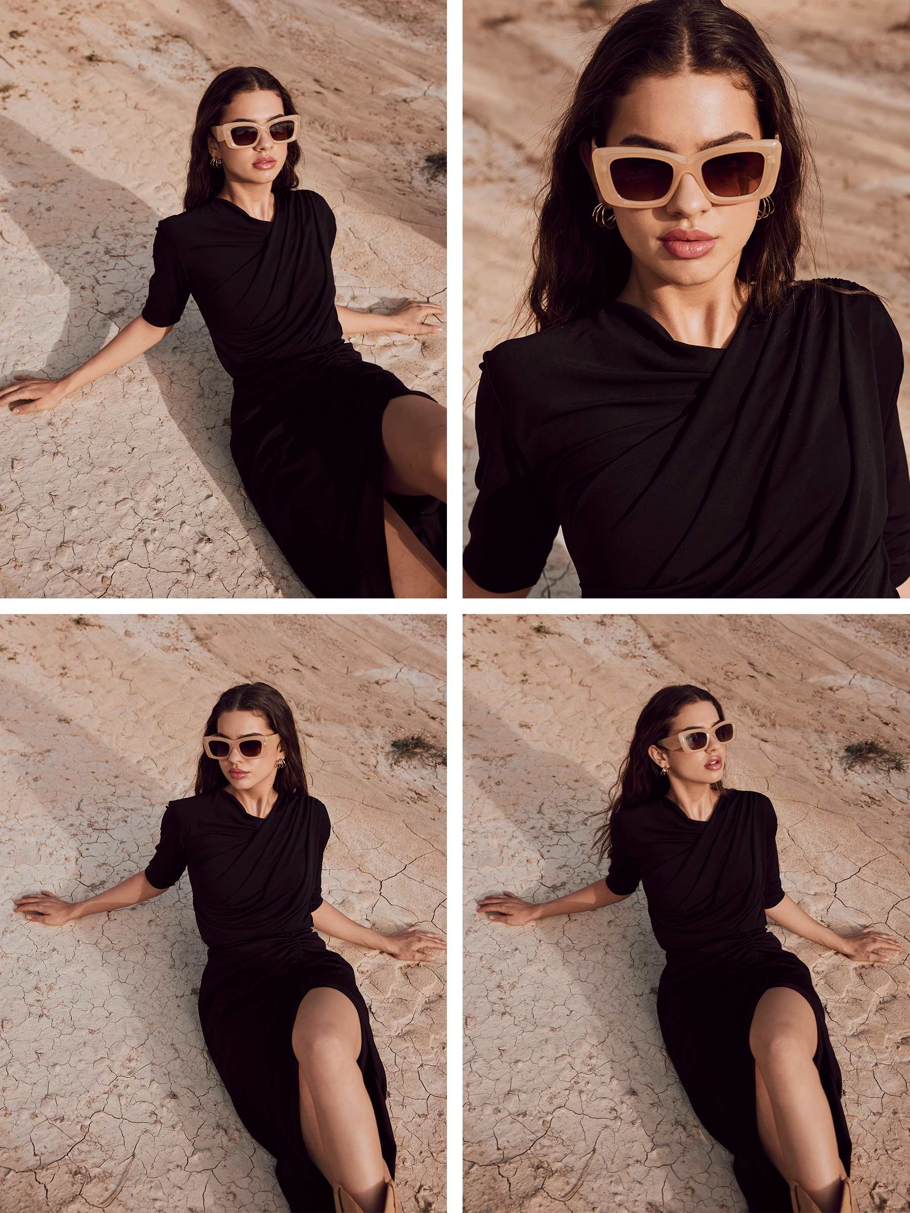 Draped T-shirt black middle front view