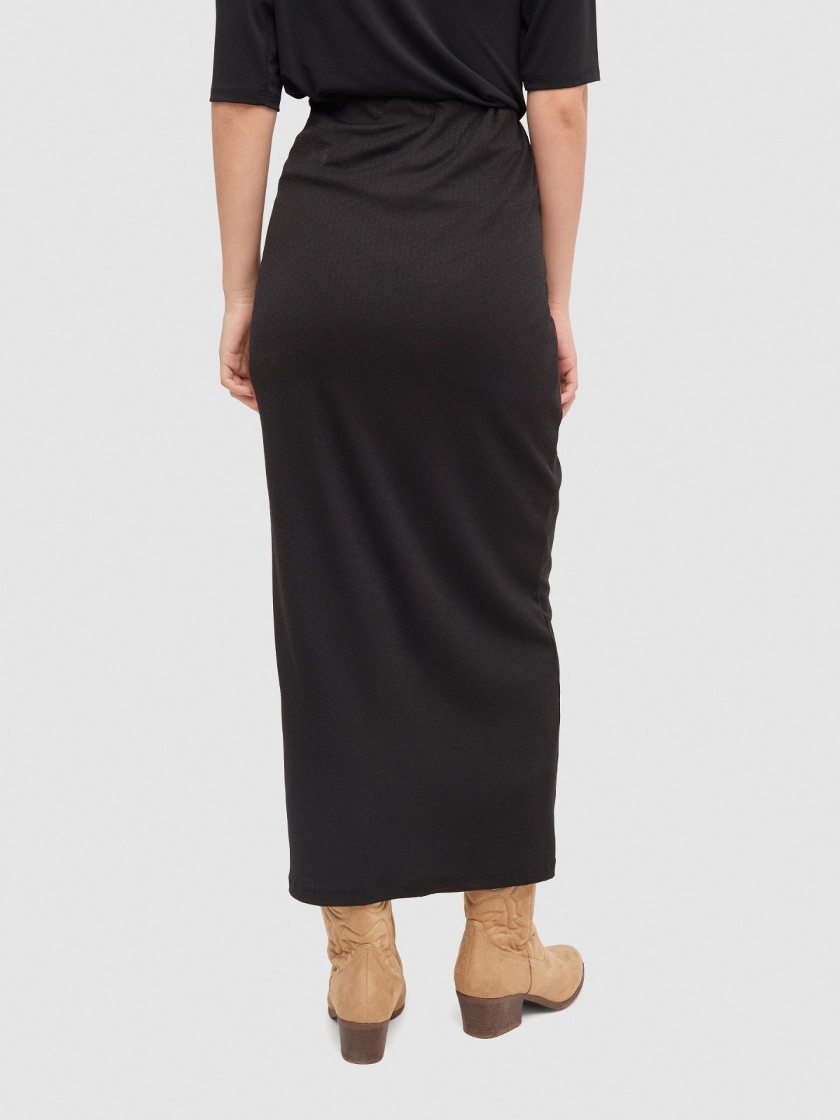 Slit midi skirt black front view