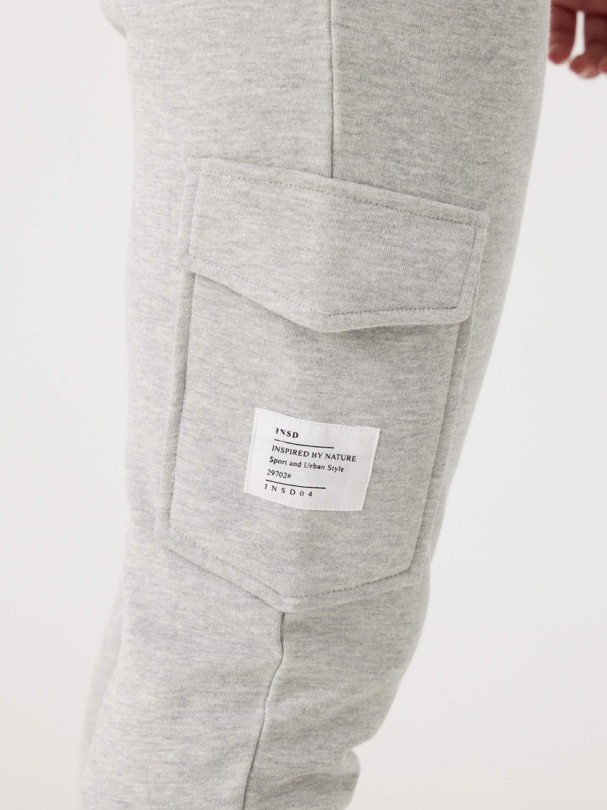 Black jogger pants with pockets melange grey detail view