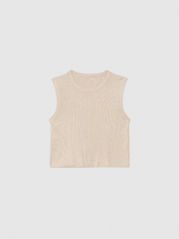  Sleeveless knitted top taupe