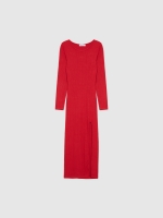 %Pto% Vestido midi com fenda carmim vista frontal