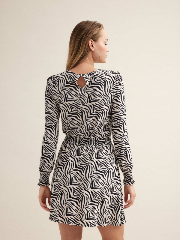 Zebra dress black three-quarter back view