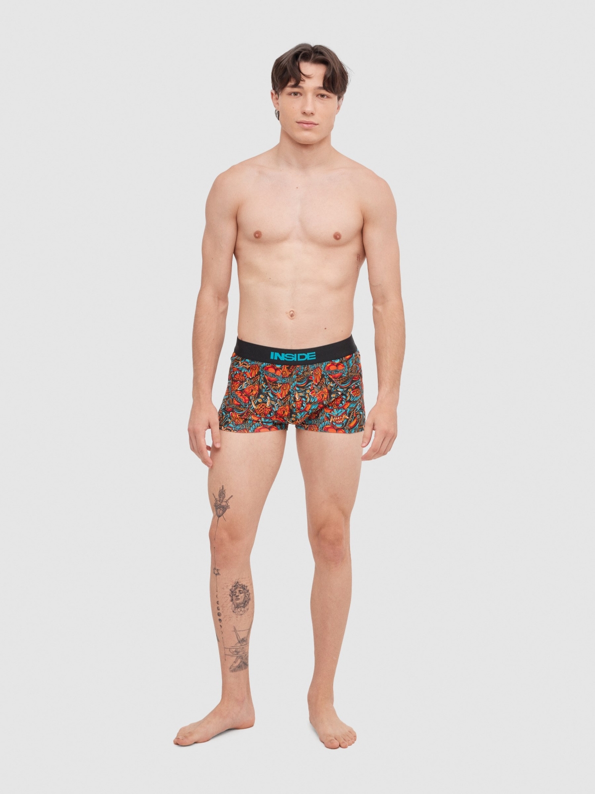 Printed boxer briefs Pack 4 multicolor middle back view