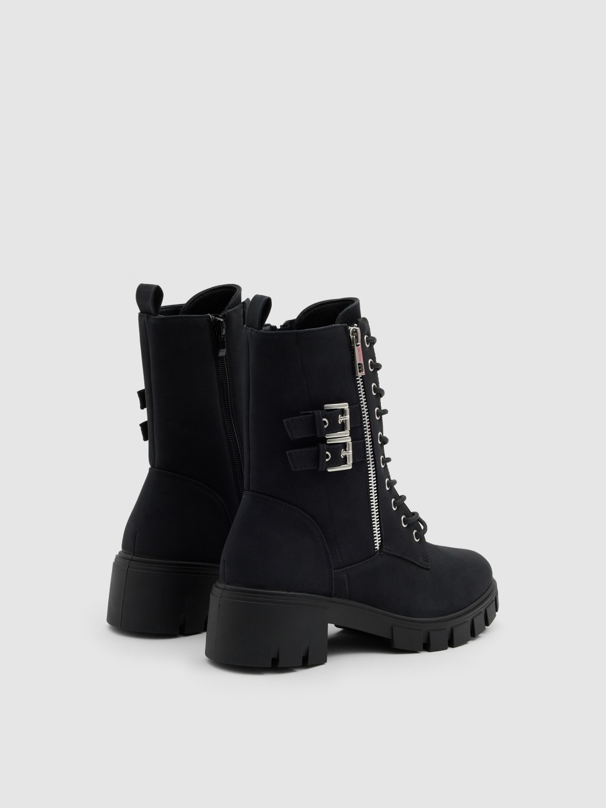 Mid-calf boots with zipper black 45º back view