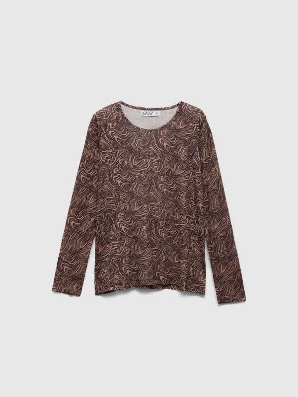  Camiseta manga larga animal print taupe vista frontal