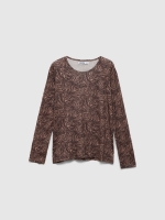 %Pto% T-shirt de manga comprida com estampado animal taupe vista frontal