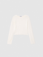 %Pto% Semitransparent long sleeve t-shirt off white front view