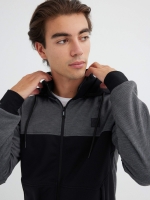 %Pto% Sudadera manga larga con capucha color block negro