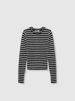 %Pto% Jersey crop efecto pelo estampado rayas negro vista frontal