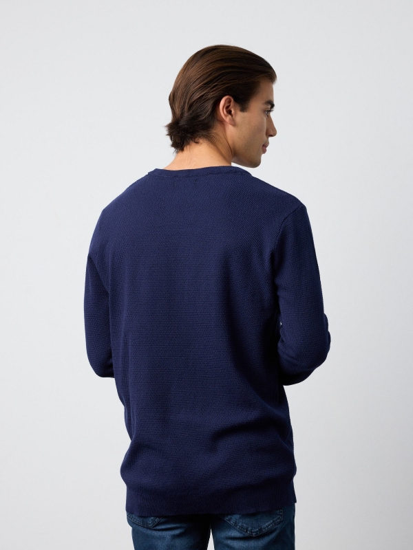 Basic crew neck jumper navy middle back view