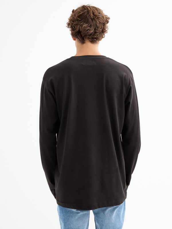 Long sleeve logo t-shirt black middle back view