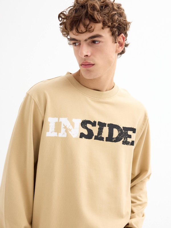  Basic long sleeve logo sweatshirt sand