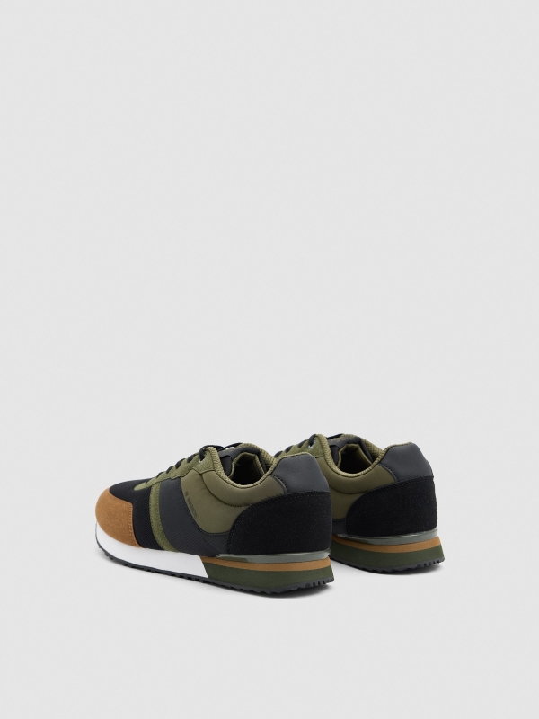 Green combined sneaker black 45º back view