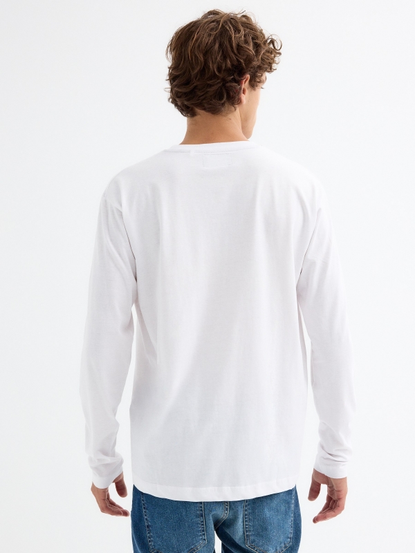 Long sleeve logo t-shirt white middle back view