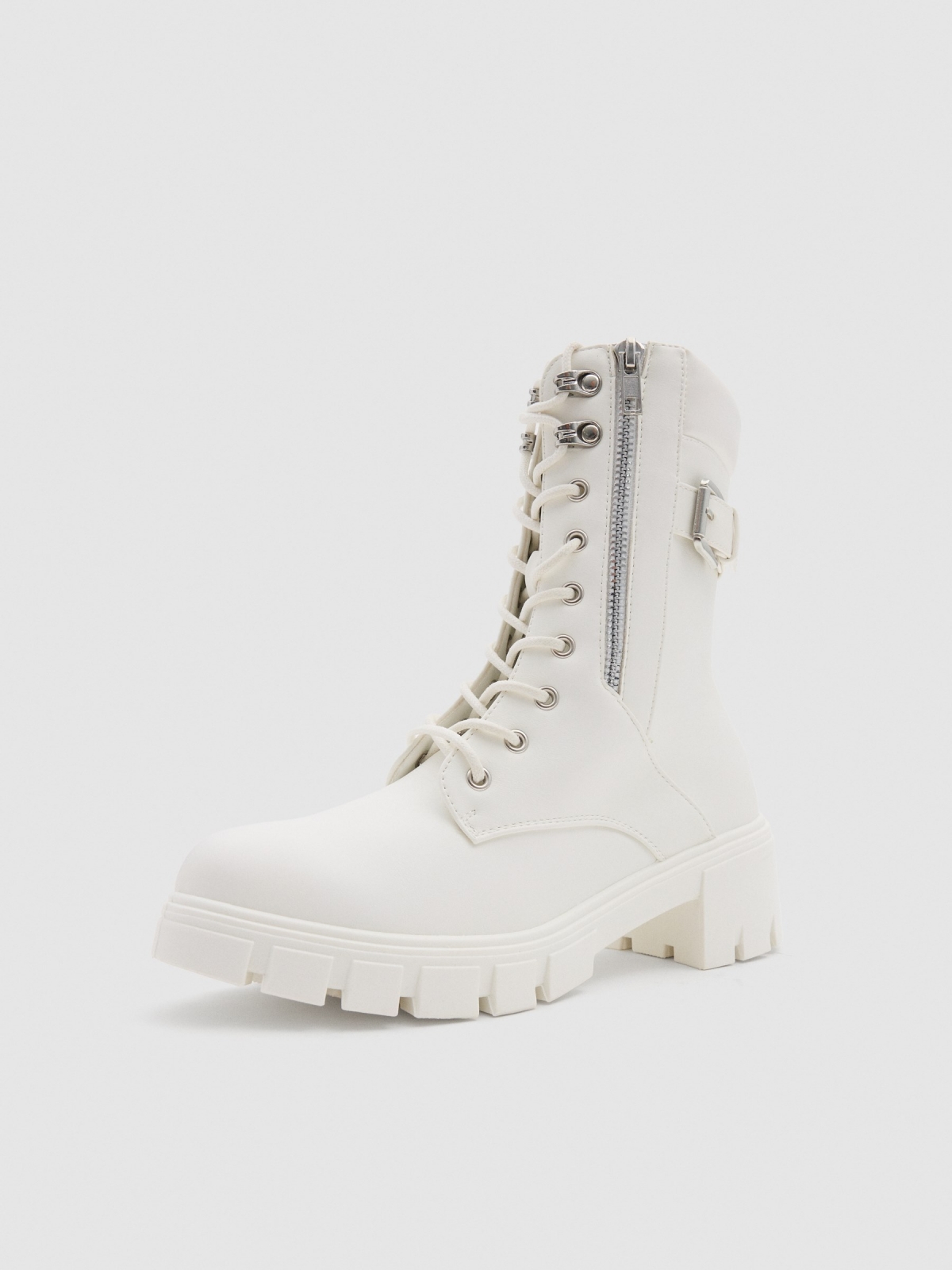 White military boot white detail view