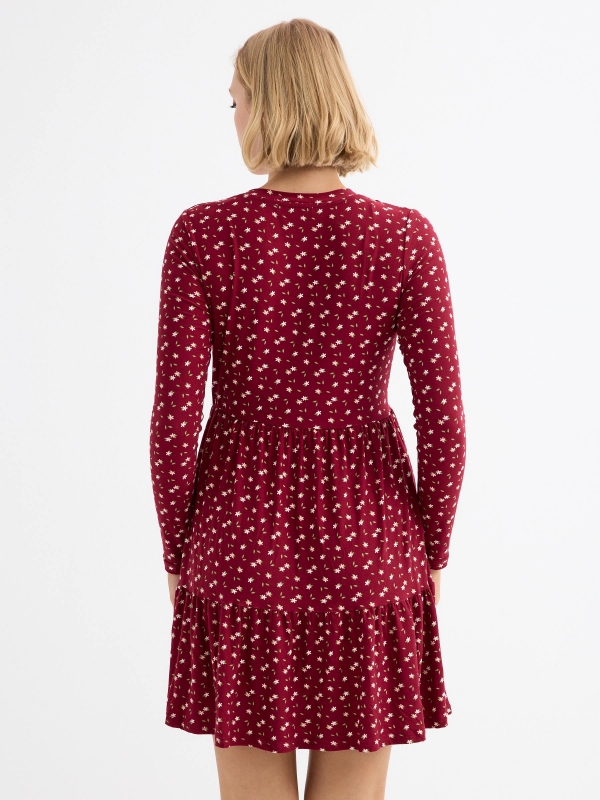 Floral print mini flight dress garnet three-quarter back view