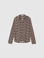 %Pto% Long sleeve slim fit animal print shirt black front view