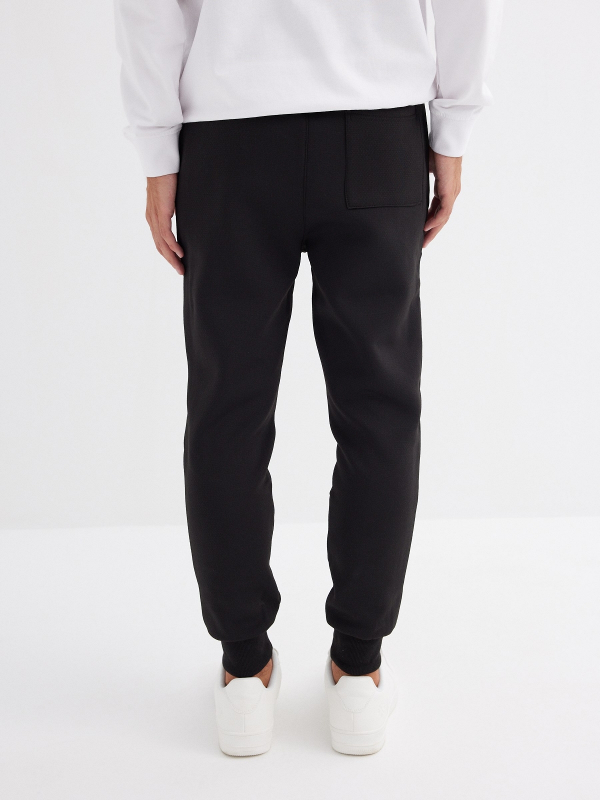 Black sport jogger trousers black middle back view