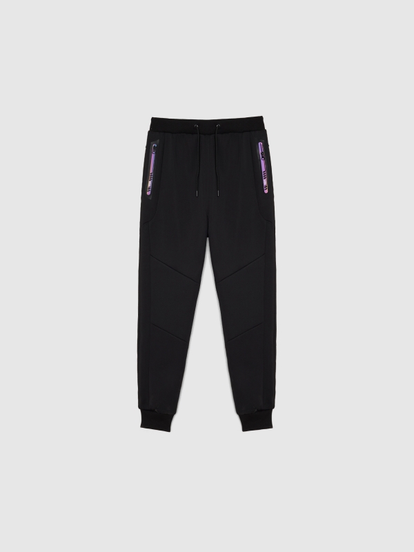 Black sport jogger trousers black detail view