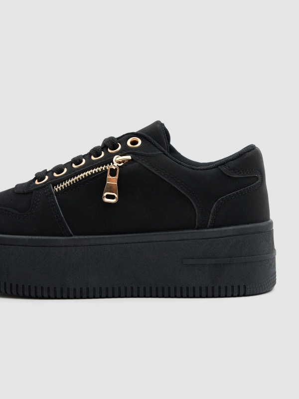 Modern platform sneakers black detail view