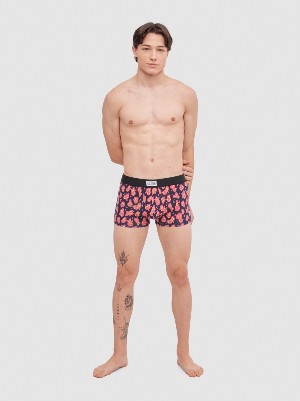 Printed boxer briefs Pack 4 multicolor middle back view