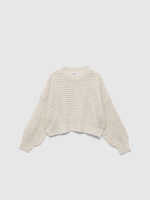 %Pto% Grey openwork knitted jumper grey front view