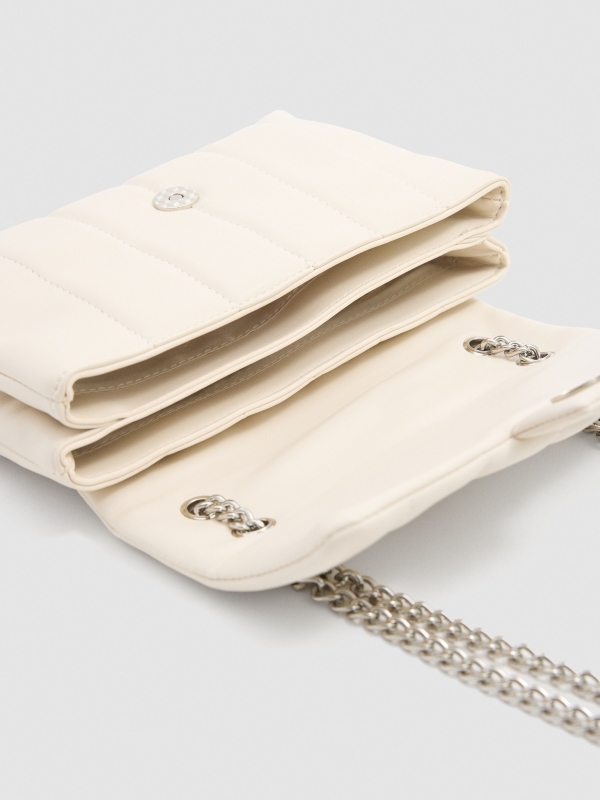 Padded shoulder bag ivory 45º side view