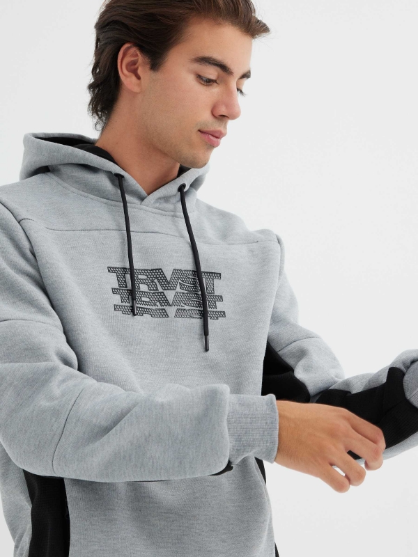  Sudadera con capucha deportiva gris