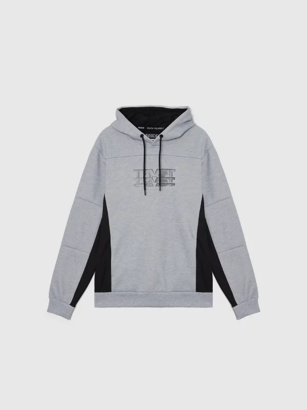 Sports hooded sweatshirt grey detail view