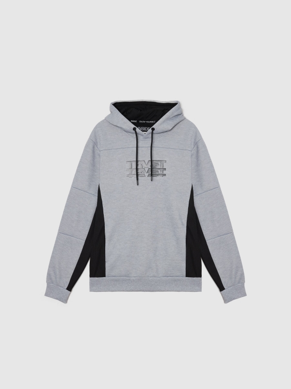 Sweatshirt desportiva com capuz cinza vista detalhe